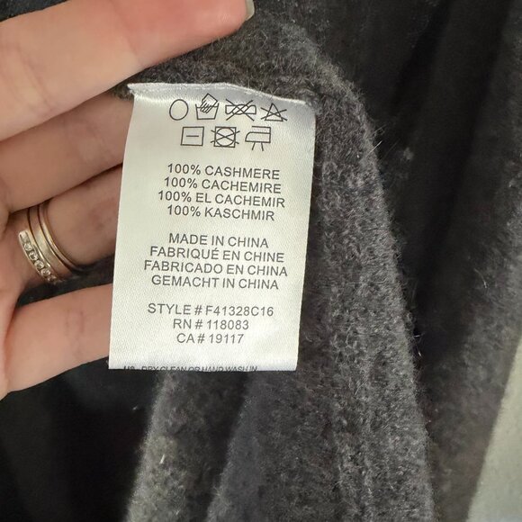 Minnie Rose 100% Cashmere Sleeveless Open Cardigan XS Fringe Gray Boho - Picture 5 of 9